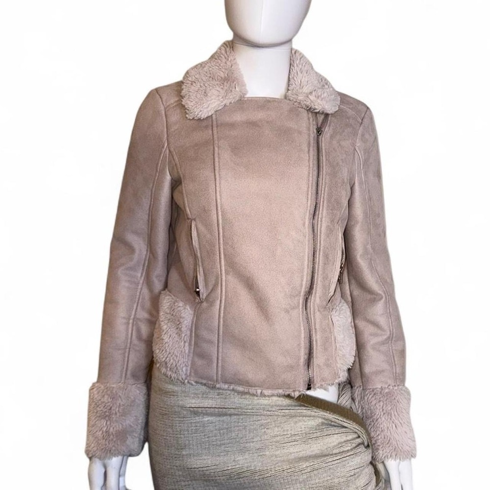 GUESS Pink Faux Fur Jacket